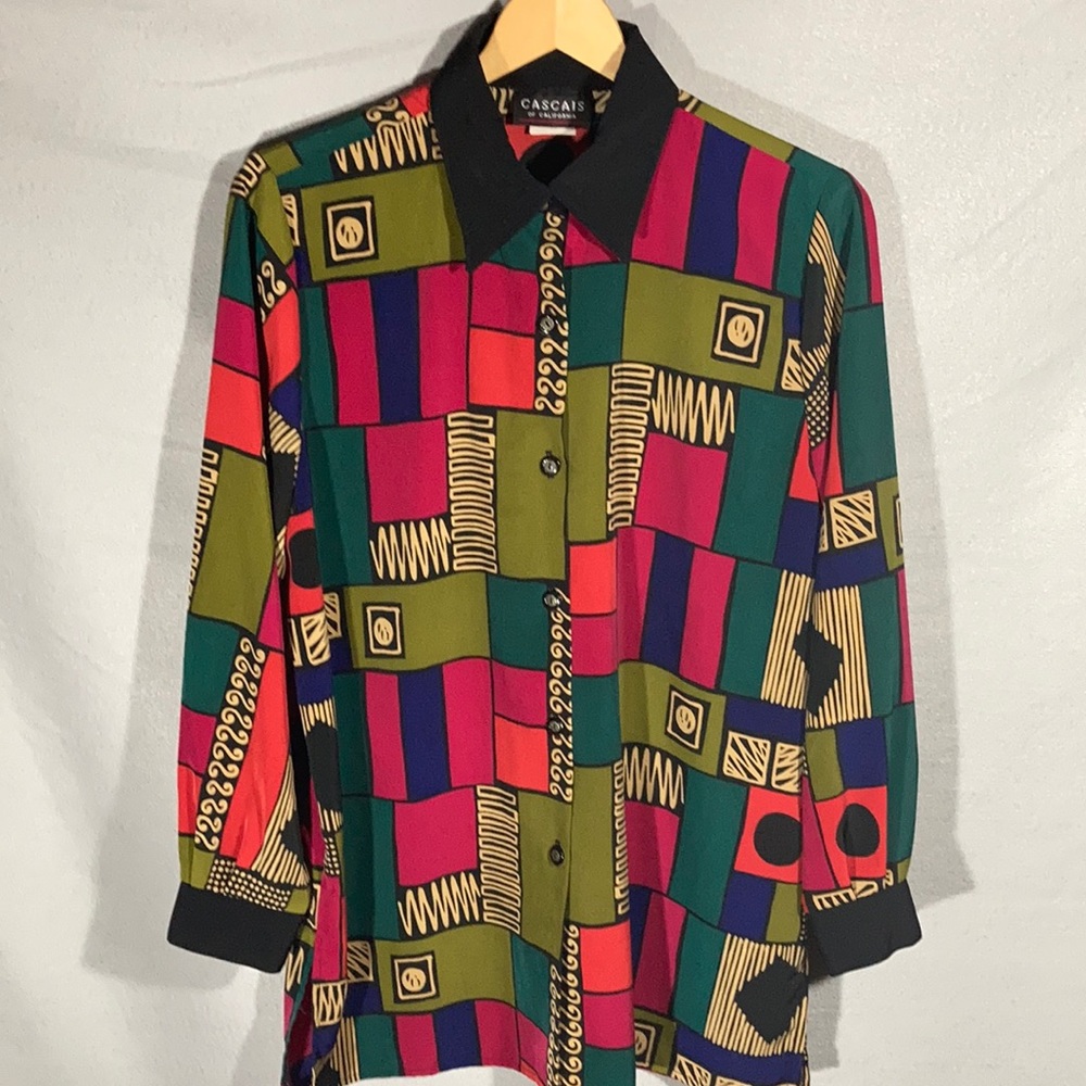Vintage Cascais colorful button down Sz M
